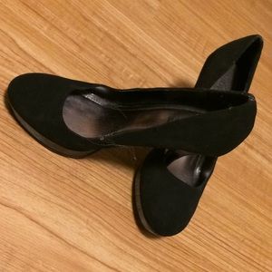 Black, high heels, faux suede, platform, 4in